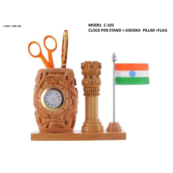 clock pen stand ashoka pillar flag