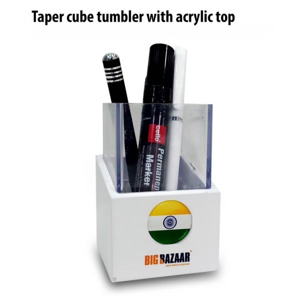 TAPER CUBE TUMBLER WITH ACRYLIC TOP