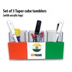 SET OF 3 TAPER CUBE TUMBLERS WITH ACRYLIC TOP