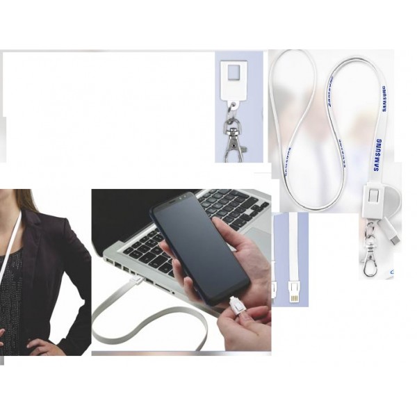 LANYARD CHARGING CABLE WITH LIGHTNING AND MICRO USB PORT