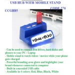  POWERGLOW 3 USB HUB WITH MOBILE STAND AND LOGO HIGHLIGHT (TOP USB)