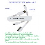 MULTI CONNECTOR DATA CABLE WITH USB ‘C’ TYPE PORT (SWISS KNIFE STYLE)