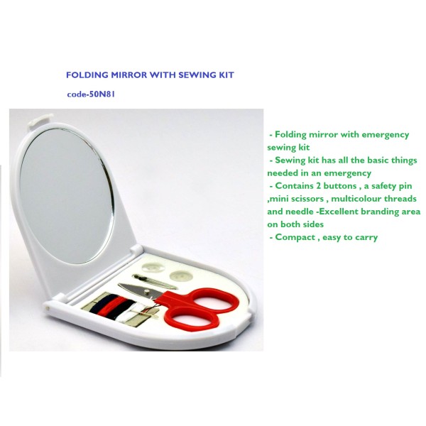FOLDING MIRROR WITH SEWING KIT