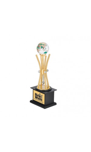 trophy with printed globe golden