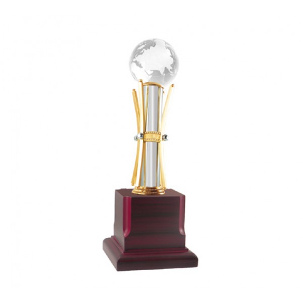 trophy with  big globe