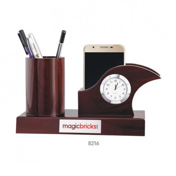WOODEN TABLE TOP MOBILE STAND AND PEN STAND